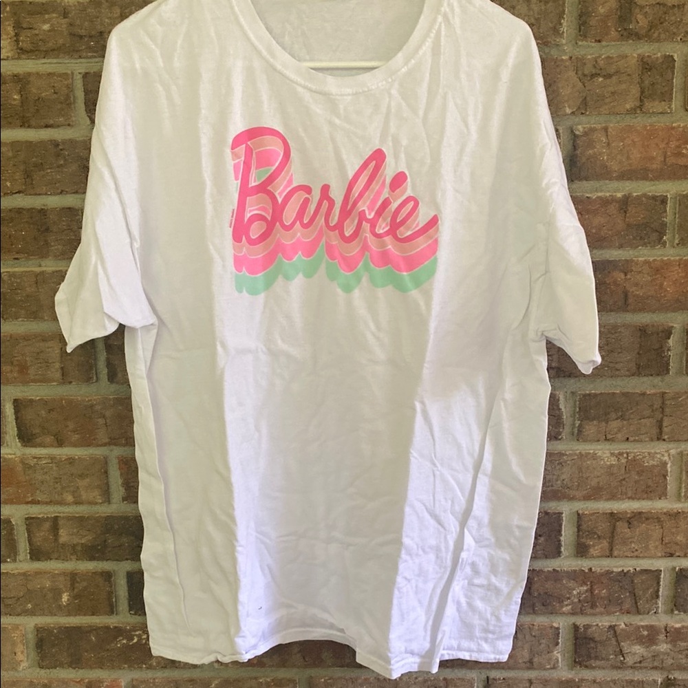 Barbie Oversized Pink and White Tee